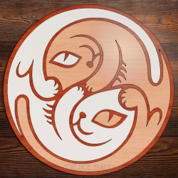 Yin Yang Cats 2 - 3D Assembled Art Piece